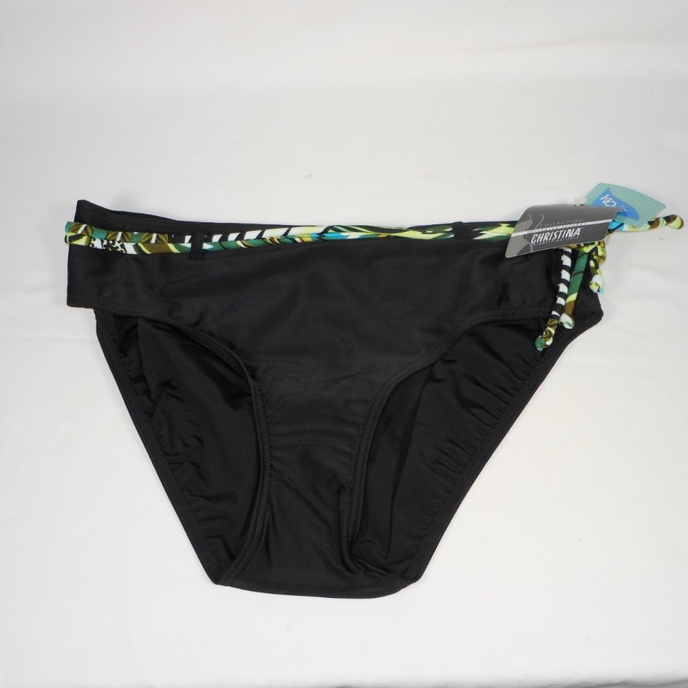 Bikini bottom. CHRISTINA black with color strap. Size 8